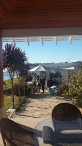 The crew hanging out in between shots