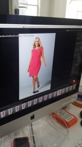 A hot pink number on the monitor